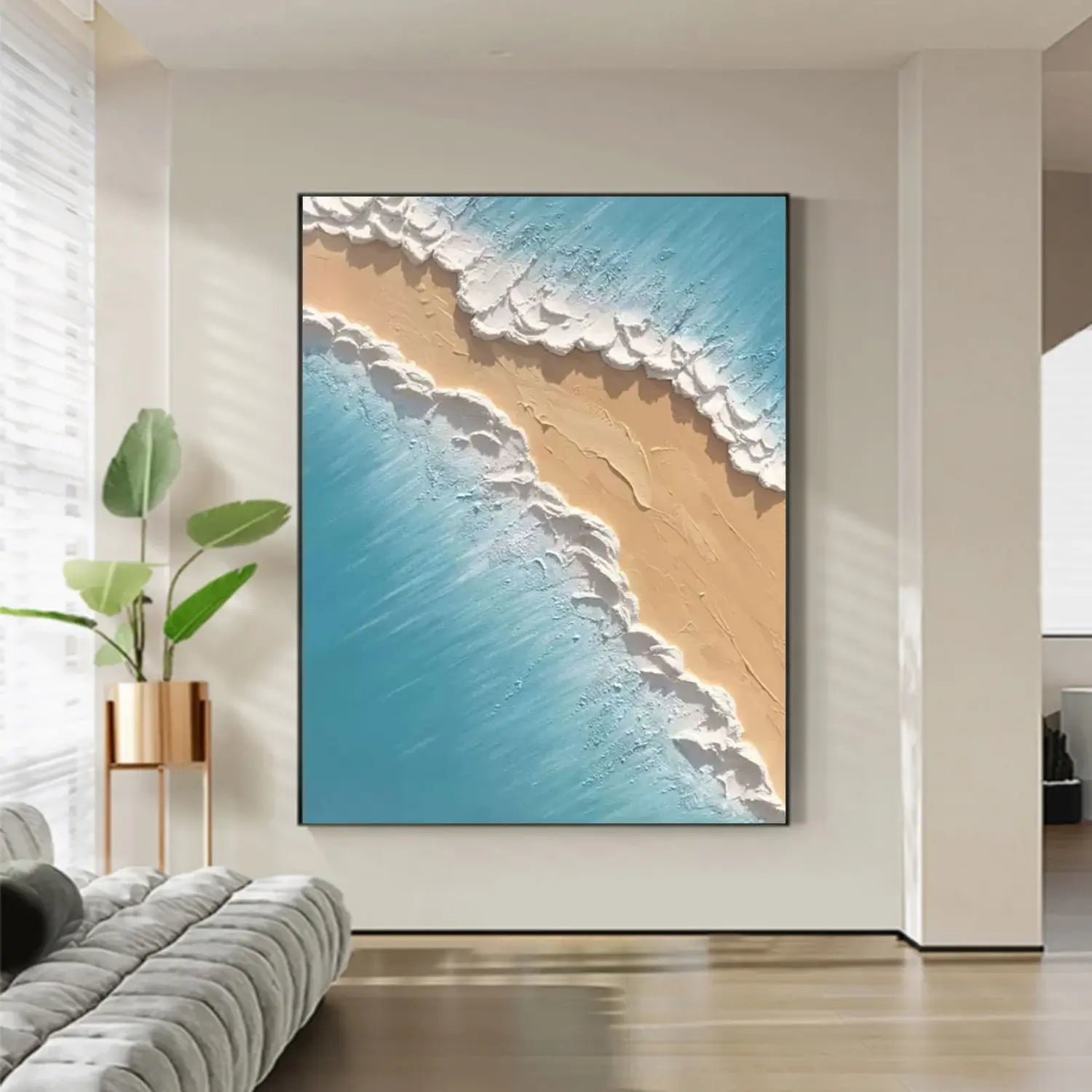 Minimalist Ocean And Sky Canvas Art #OS056
