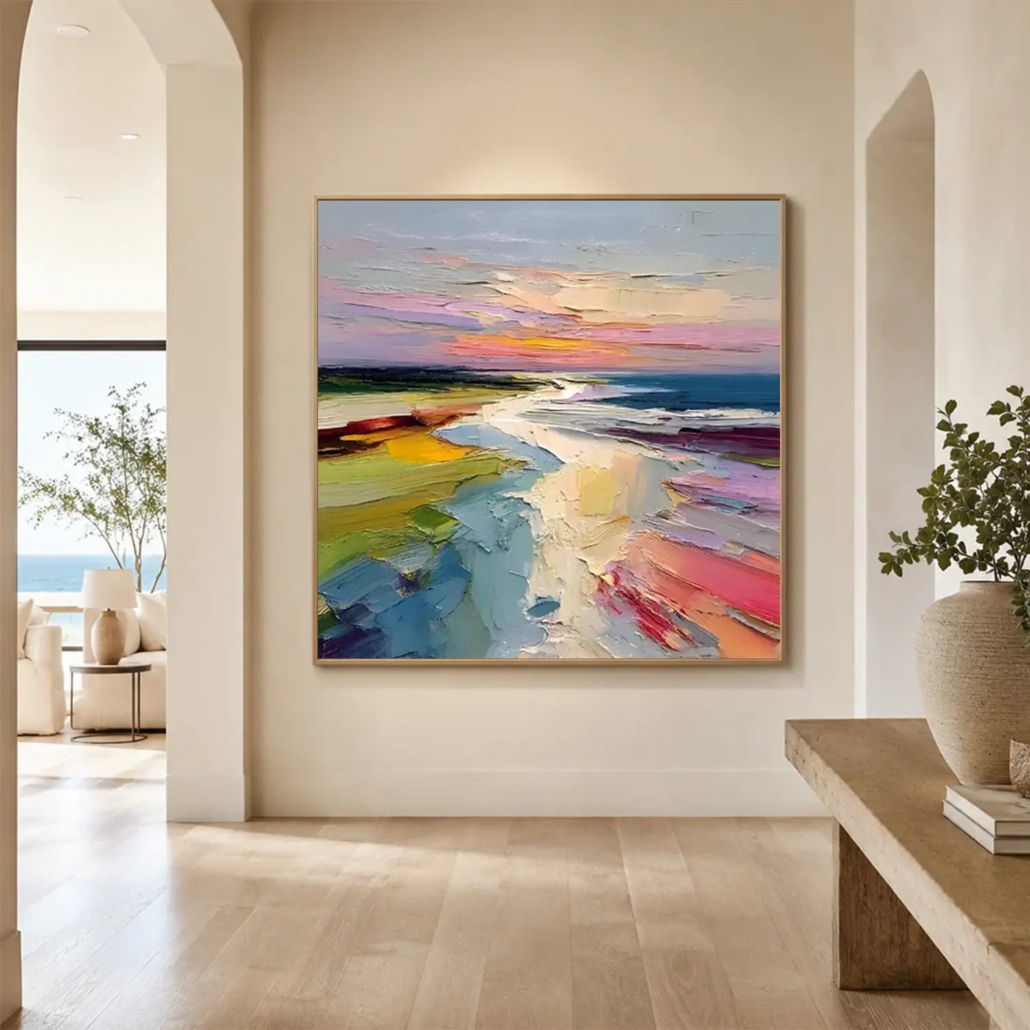 Colorful Ocean And Sky Abstract Textured Wall Art #OS049