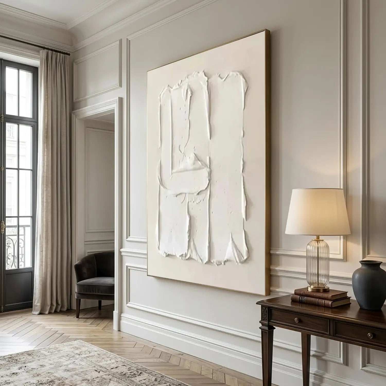 White Minimalist Textured Canvas