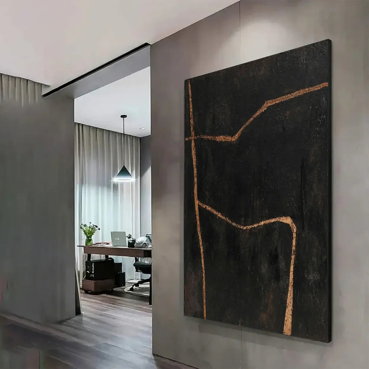 Black Minimalist Canvas Art #MM013