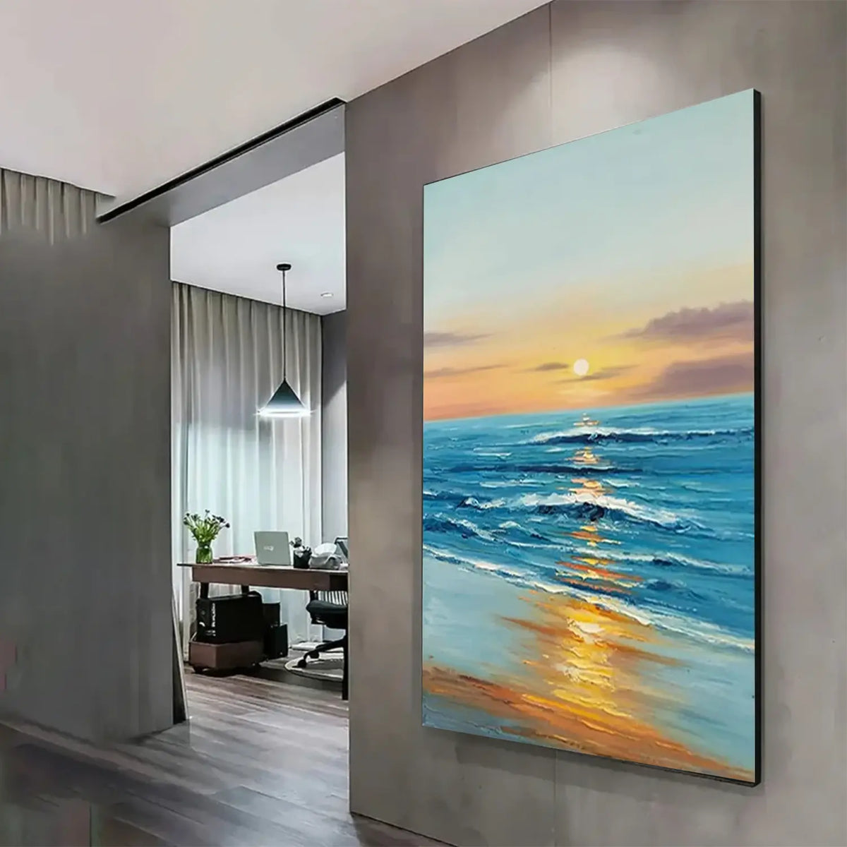 Textured Ocean And Sky Canvas Art #OS081