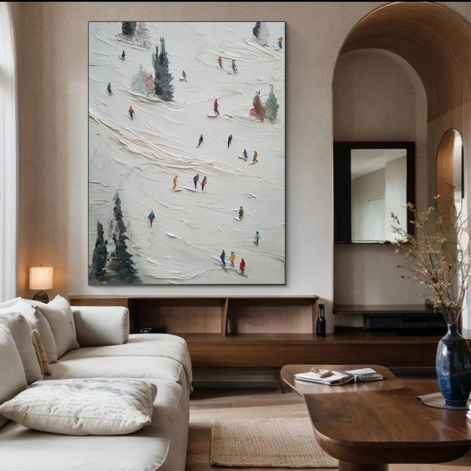 Skiing Sports Textured Wall Art #SC018