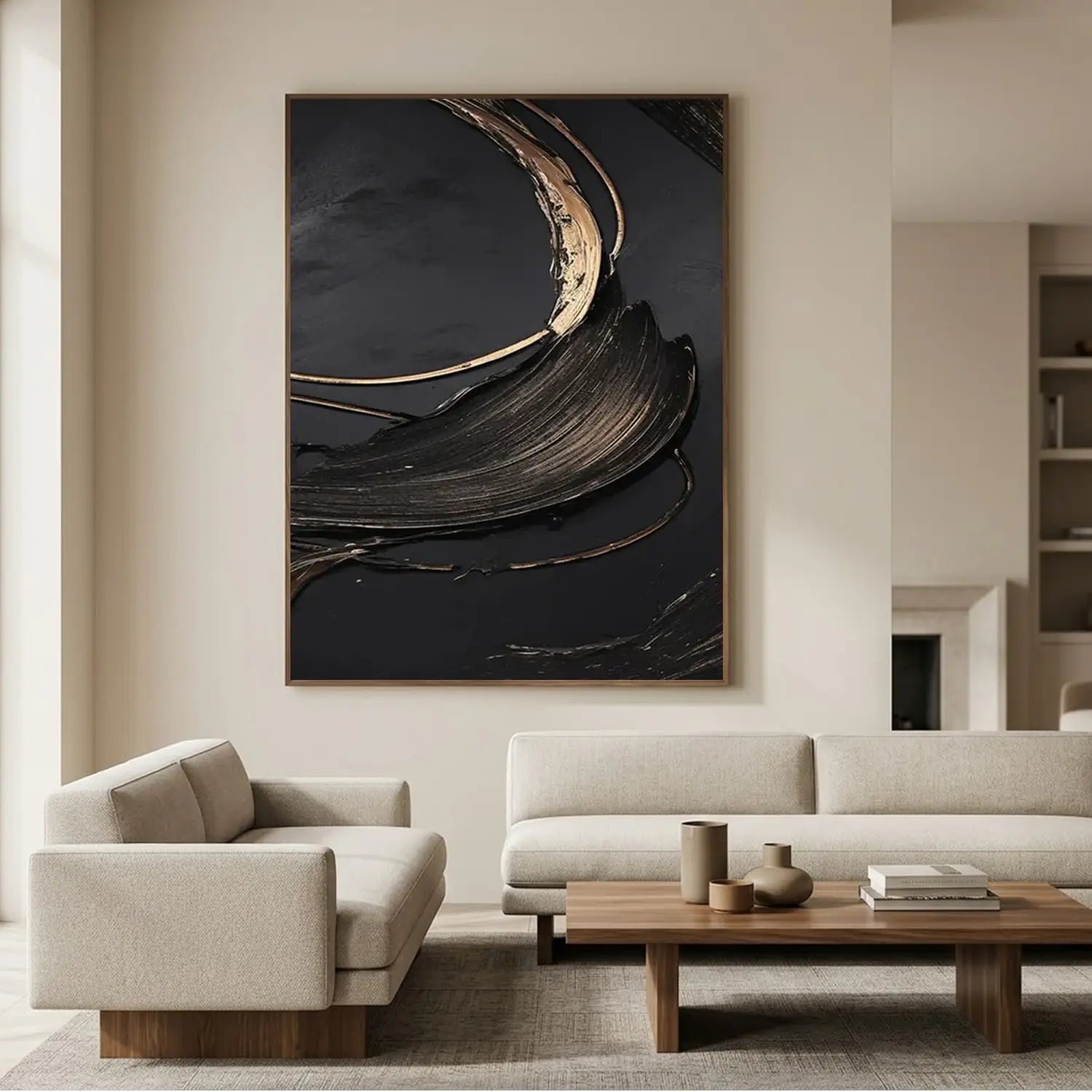 Black Minimalist Textured Canvas