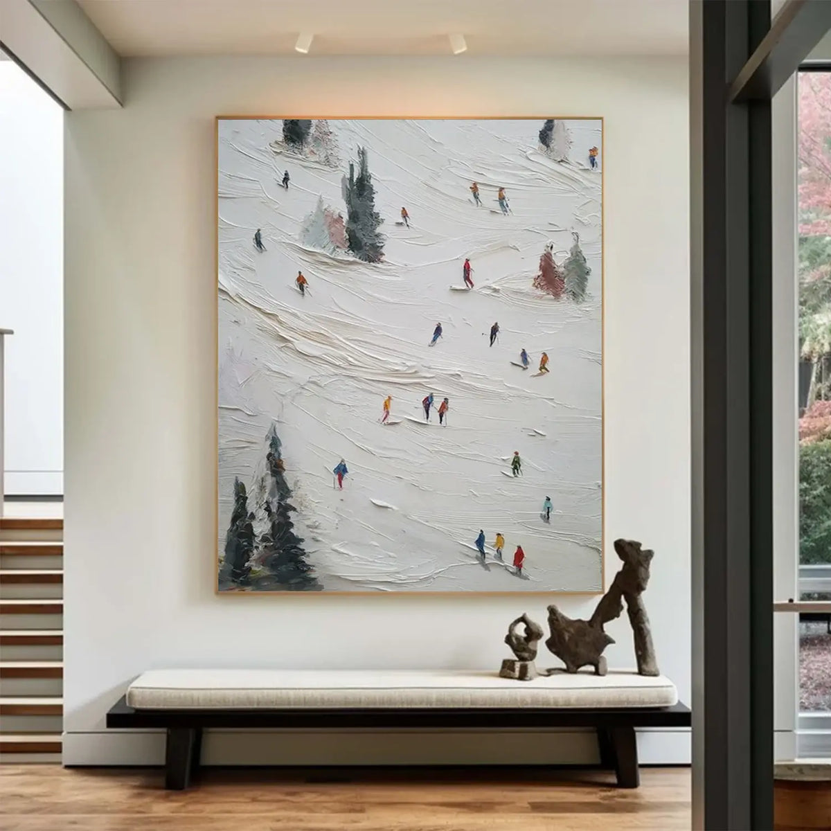 Skiing Sports Textured Wall Art #SC018