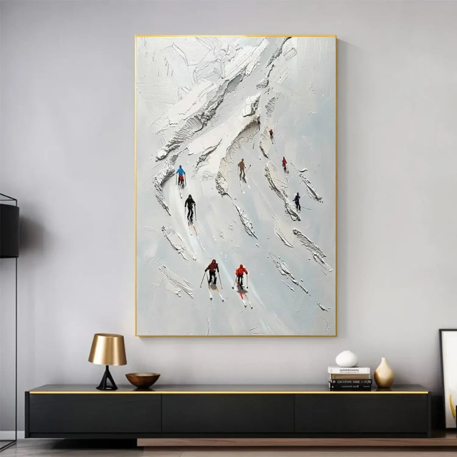 Skiing Sports Textured Wall Art #SC030