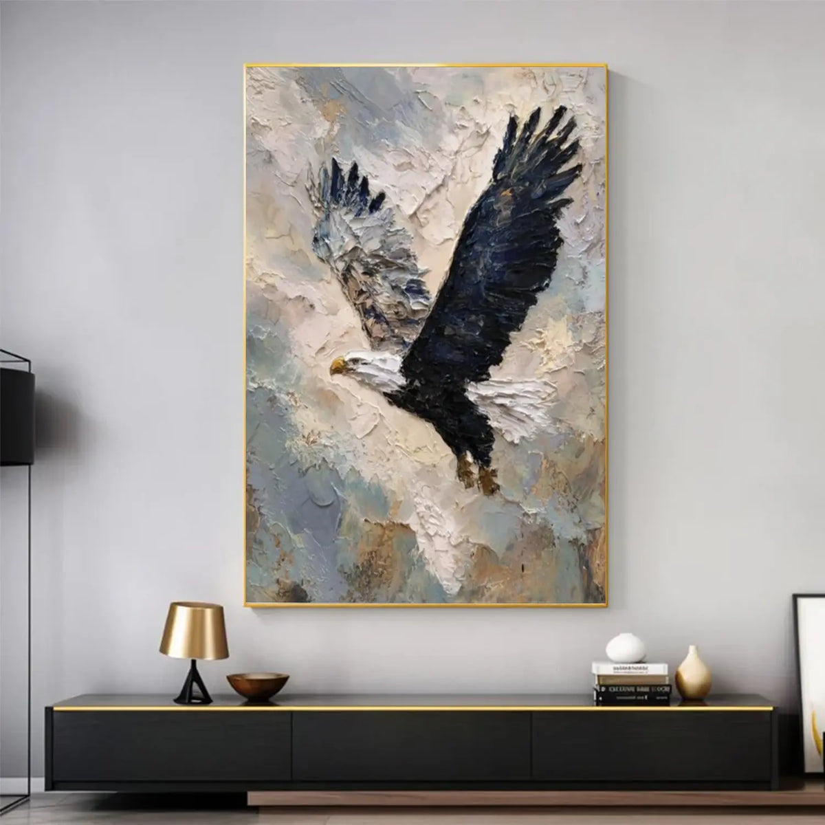 Abstract Animal Bald Eagle Textured Wall Art #AA025