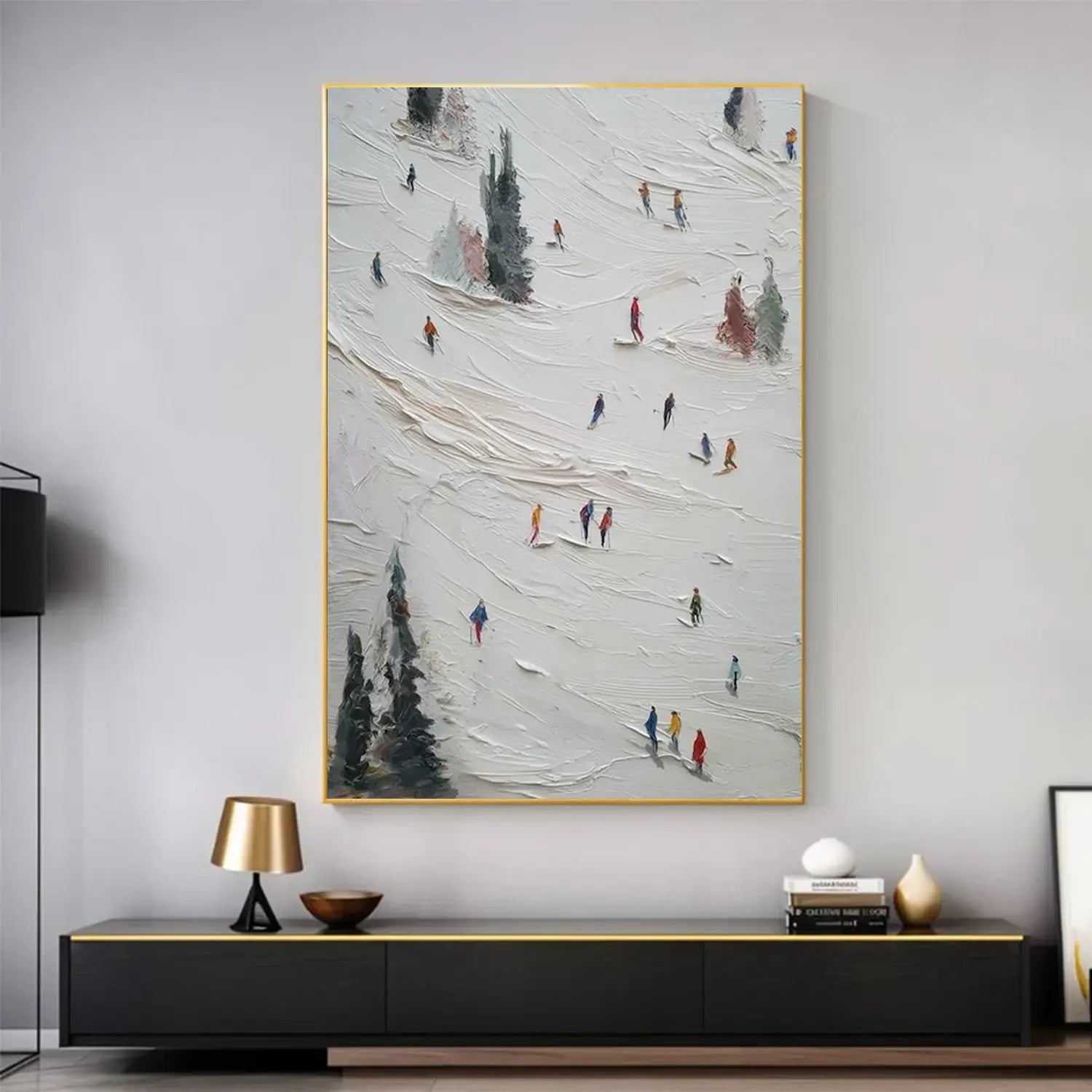 Skiing Sports Textured Wall Art #SC018
