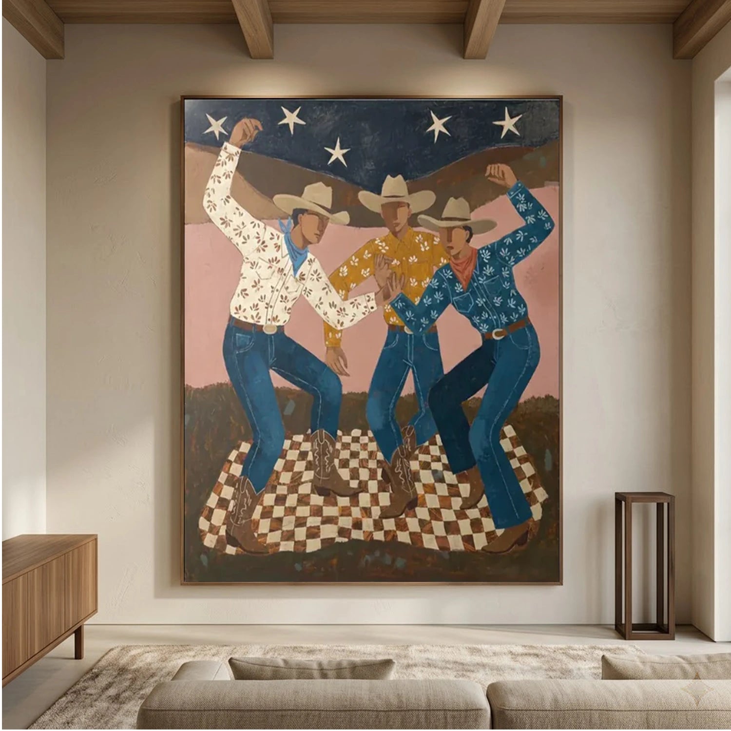 Vintage Americana Art | Cowboy Trio