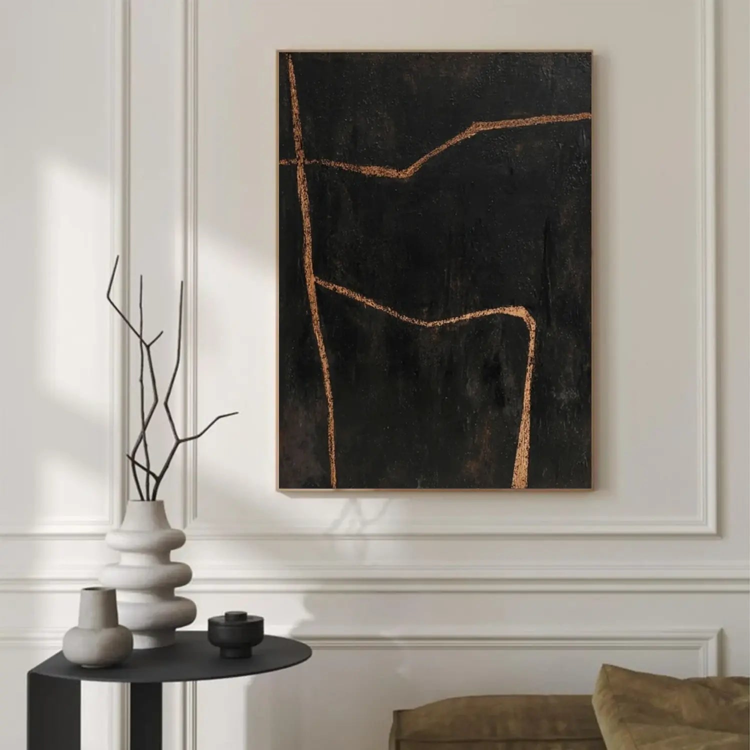 Black Minimalist Canvas Art #MM013