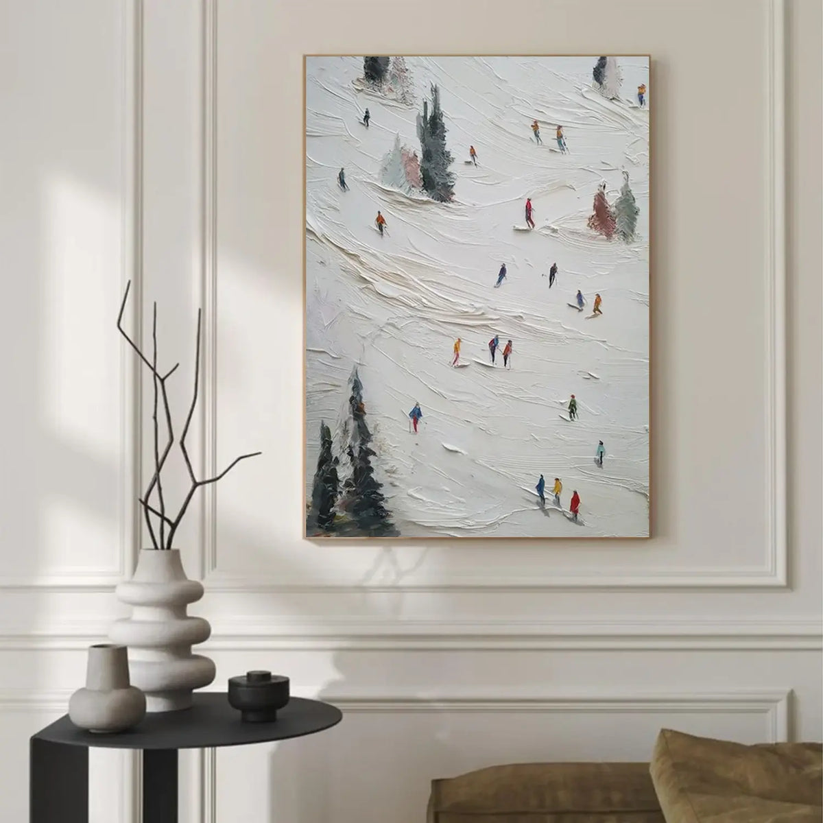 Skiing Sports Textured Wall Art #SC018