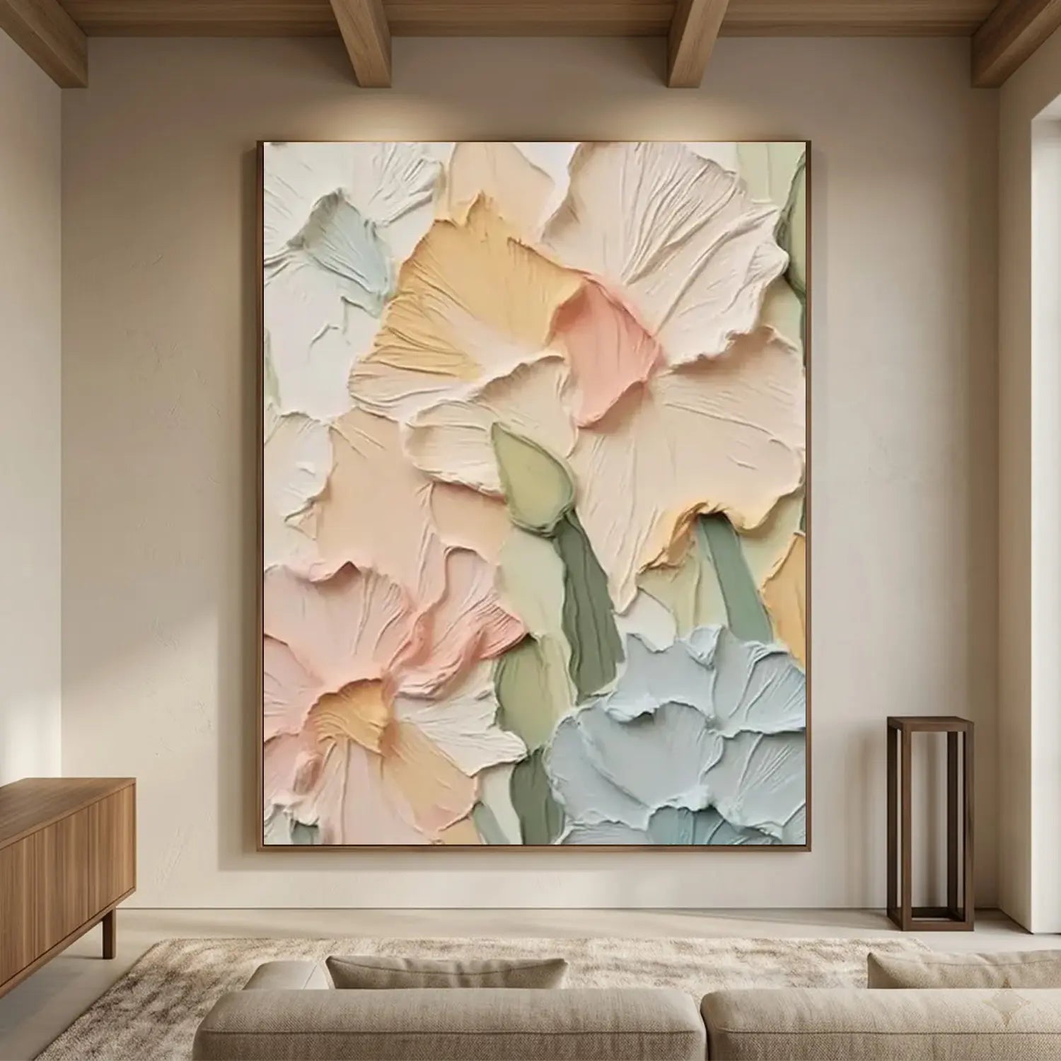 Colorful Flower Textured Painting Canvas