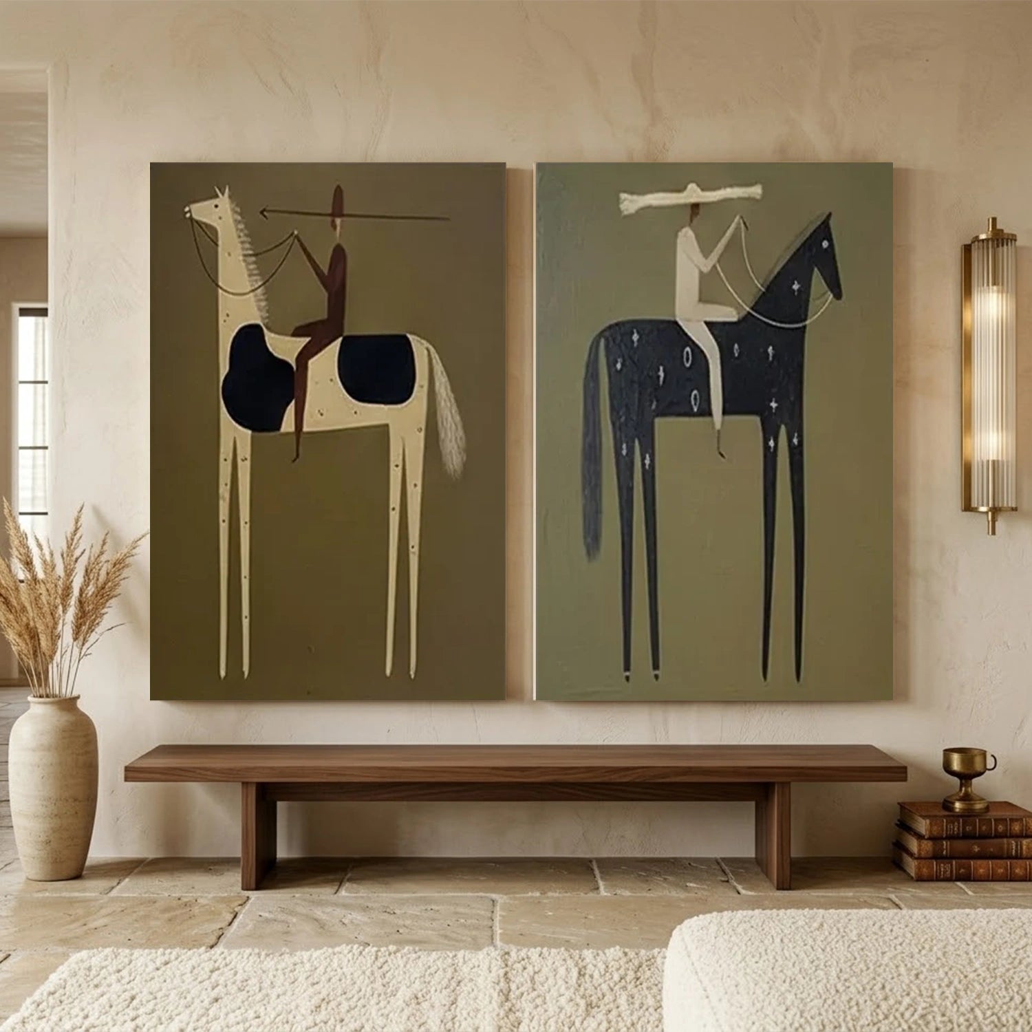 Vintage Americana Art | Horsemen Duet