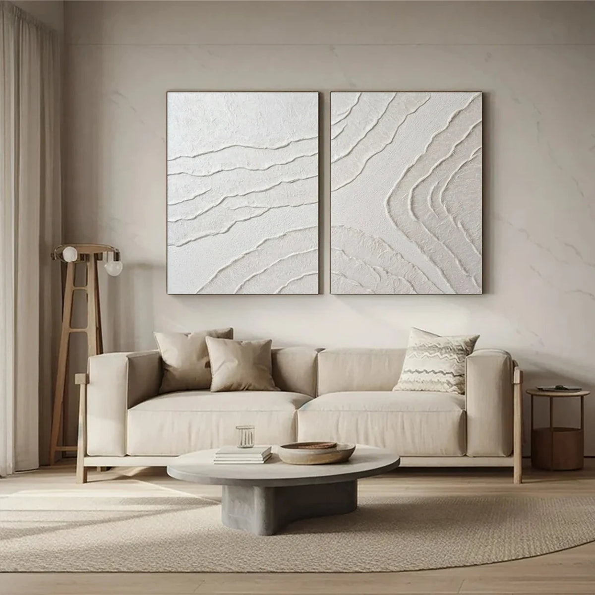 White Minimalist Textured Wall Art Set of 2 #MW017