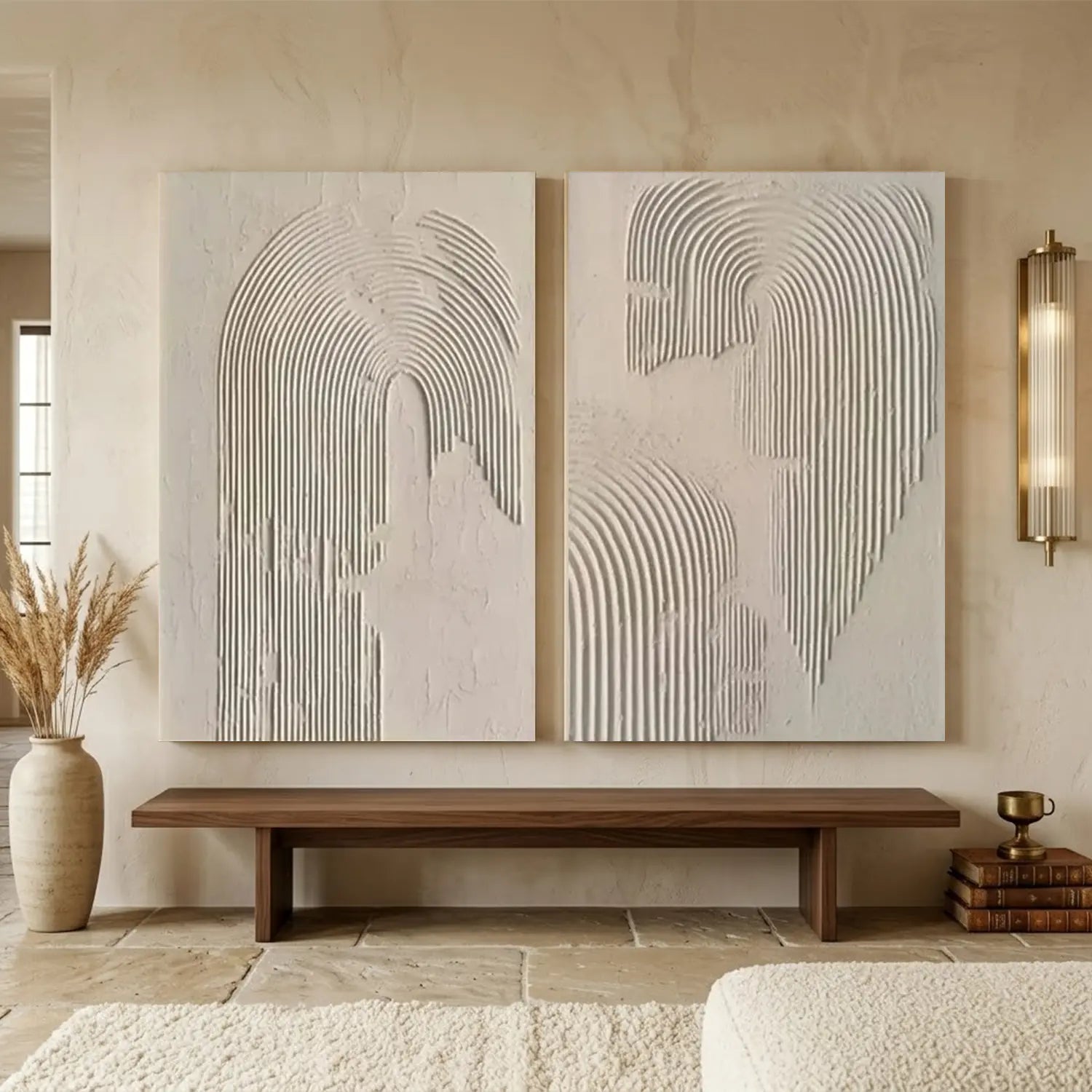Beige & Brown Abstract Set of 2