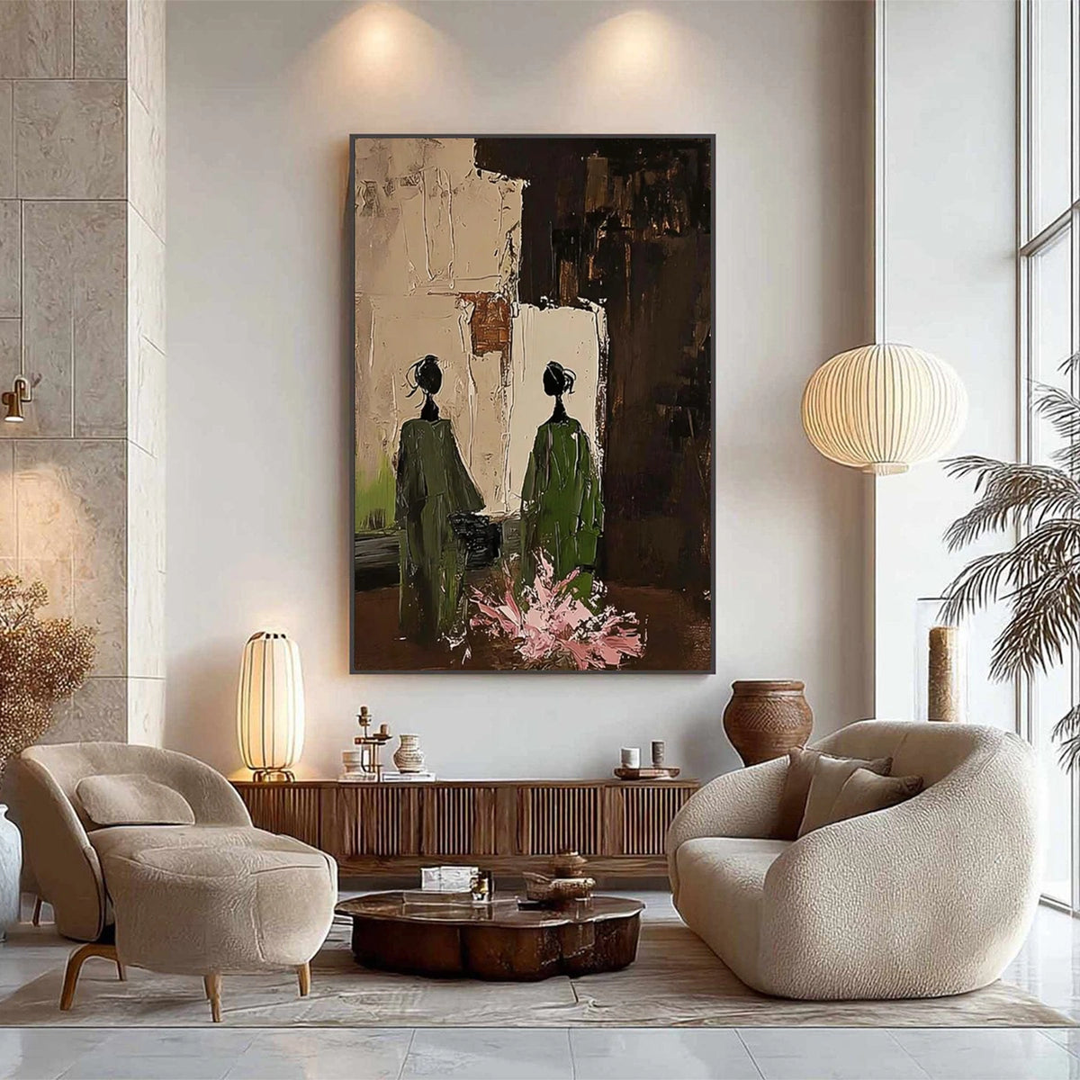 Abstract Portrait Textured Canvas Art #AW194