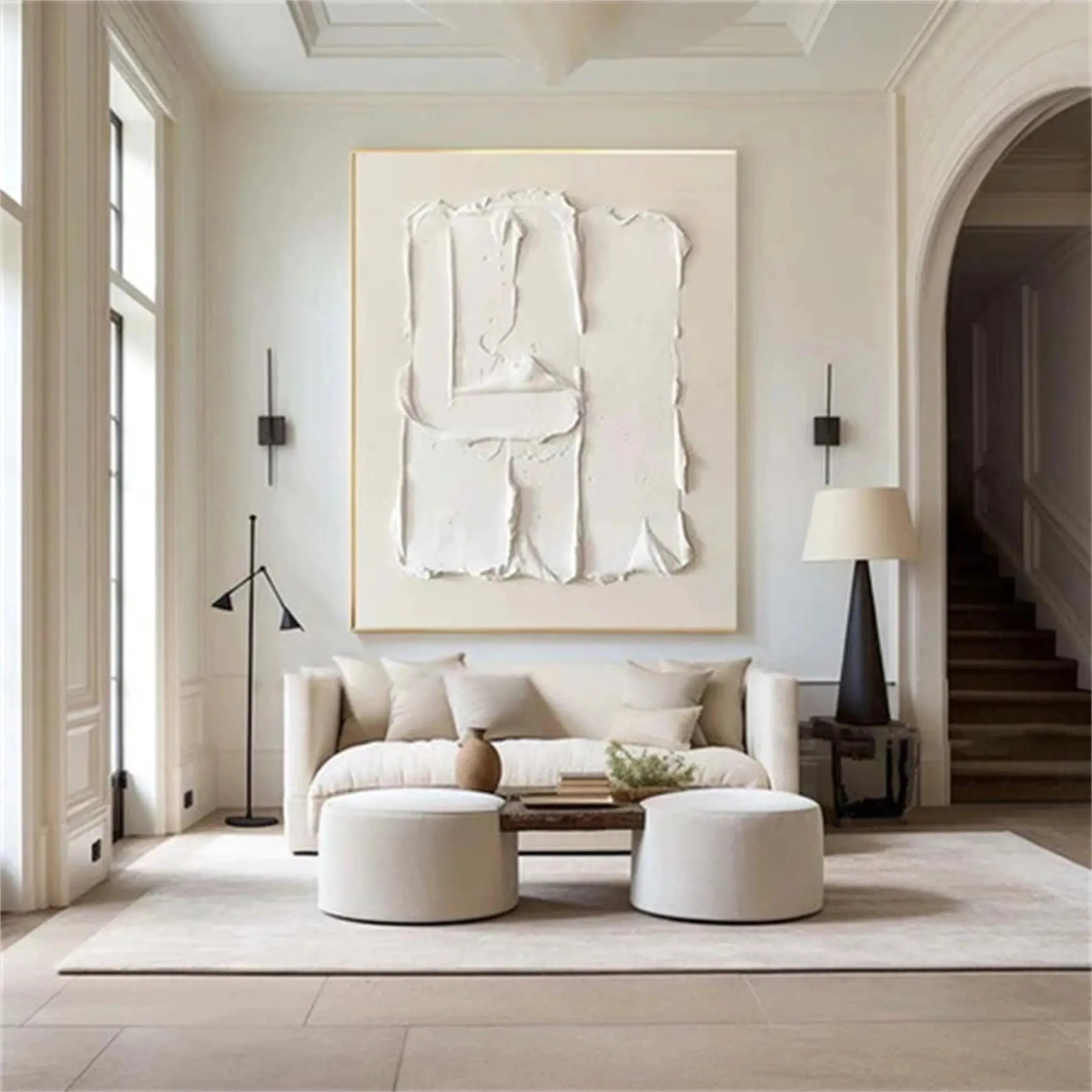 White Minimalist Textured Canvas #MT058