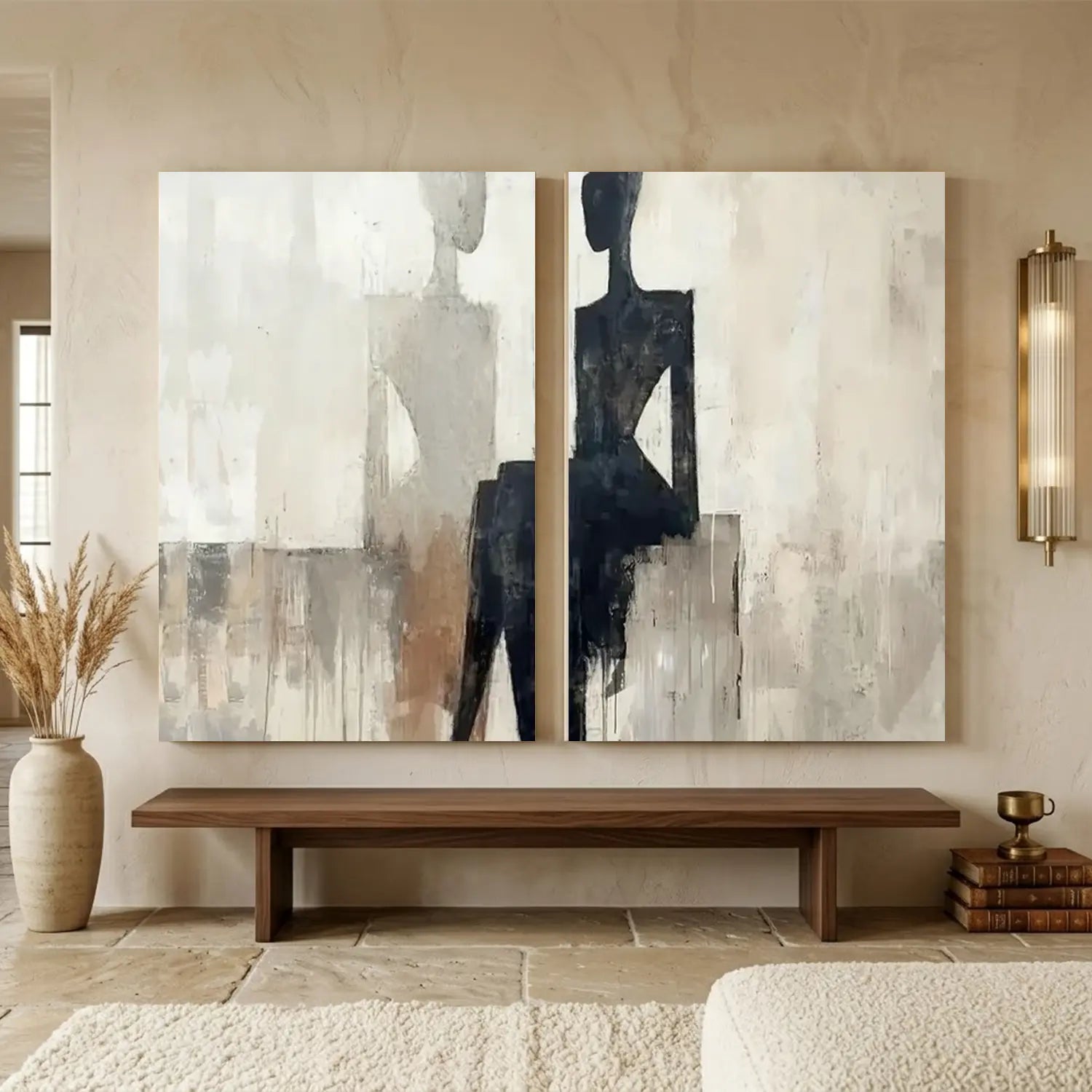 Contemporary Abstract Minimalist Set of 2 Wall Art