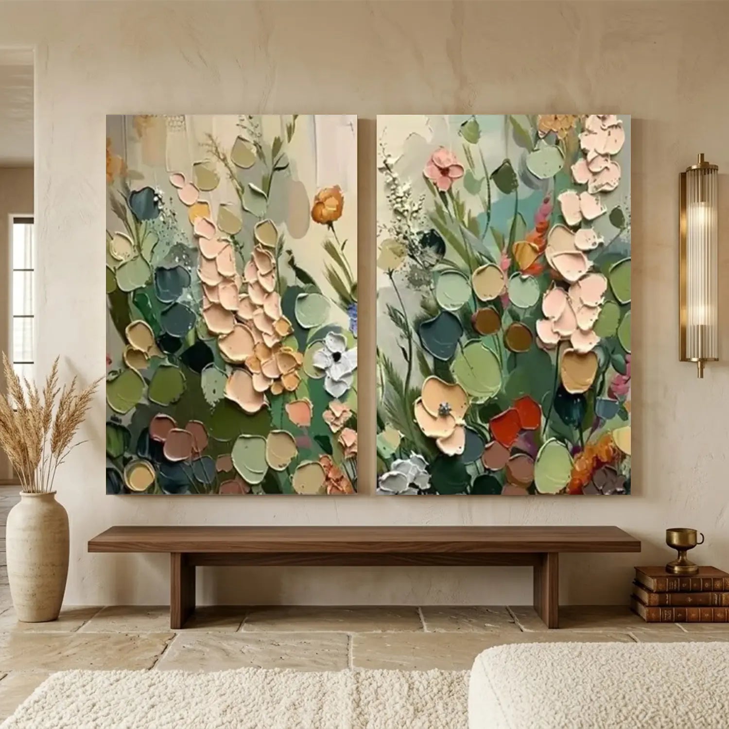 Flower Abstract Textured Wall Art Set of 2
