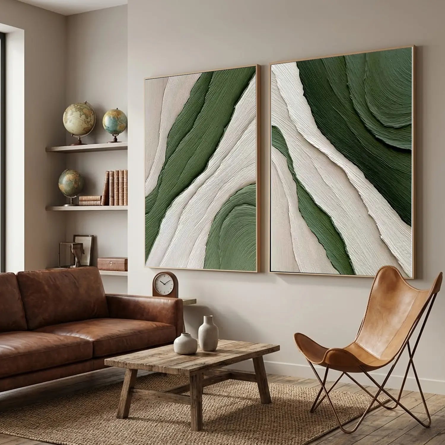 Blue & Green Abstract Set of 2