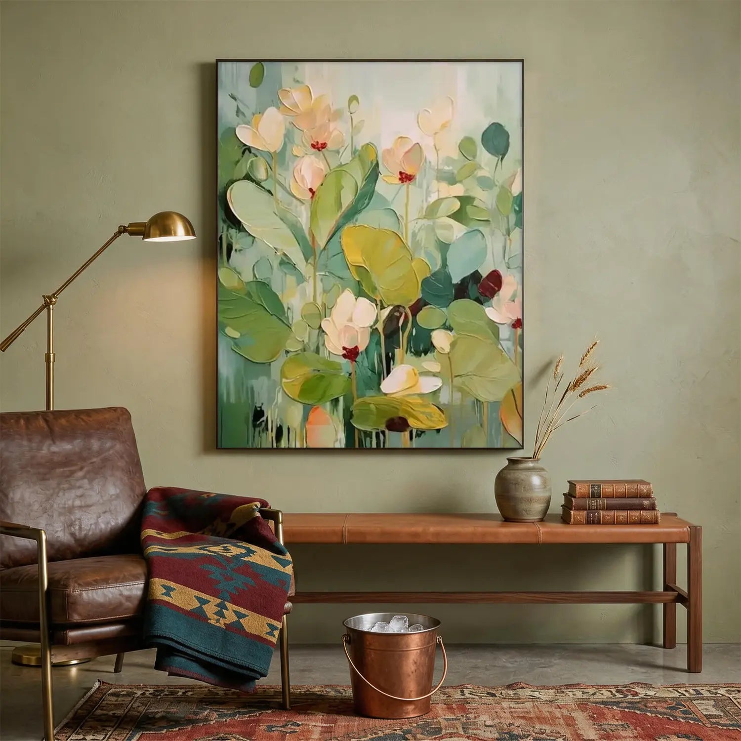 Colorful Flower Textured Painting Canvas