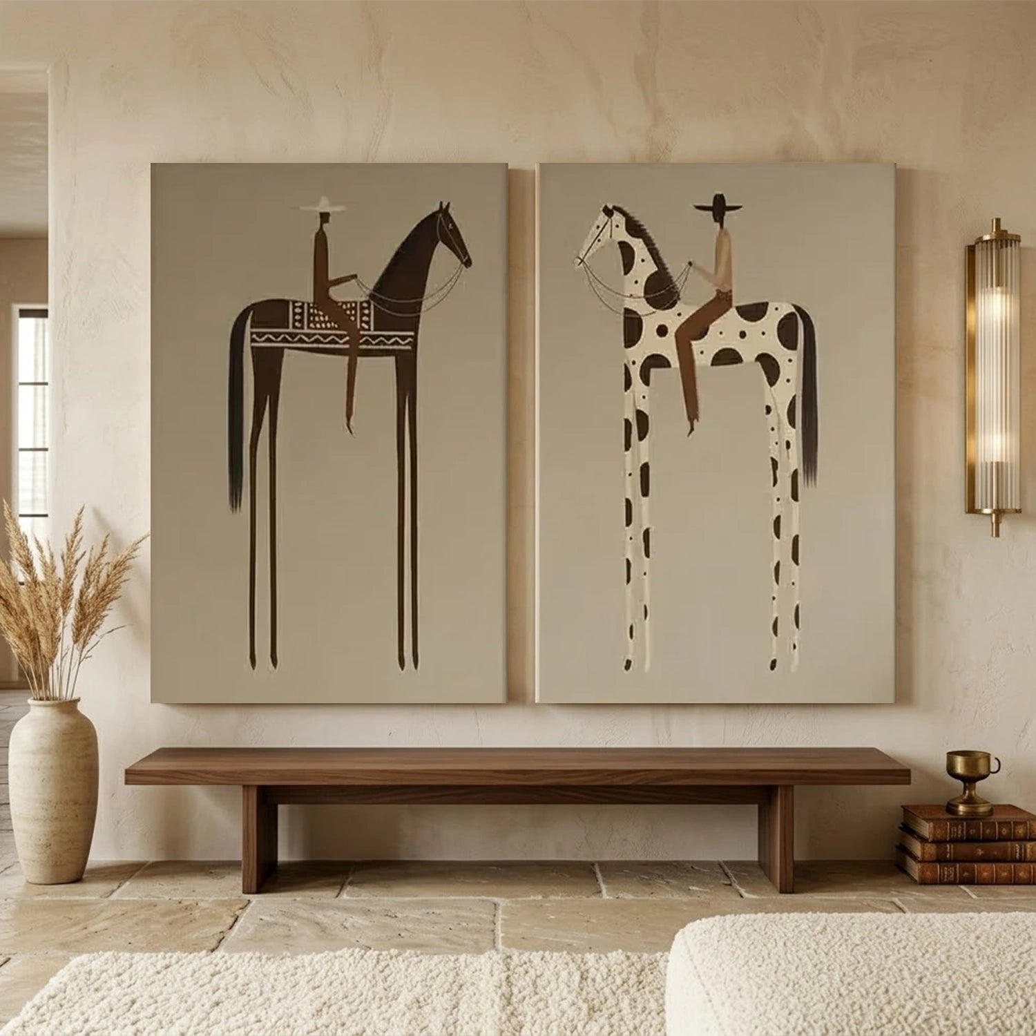 Vintage Americana Art | Tall Prairie Duet