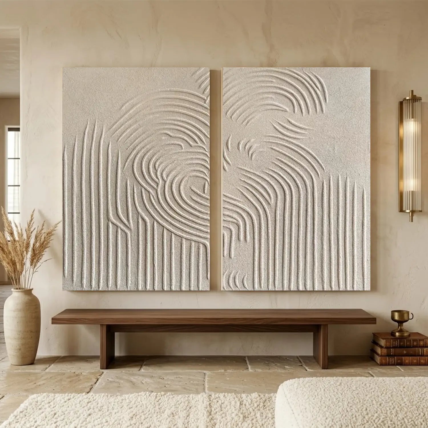 Beige & Brown Abstract Set of 2