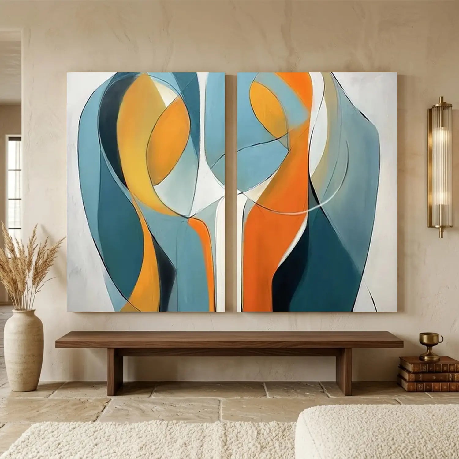 Contemporary Abstract Minimalist Set of 2 Wall Art