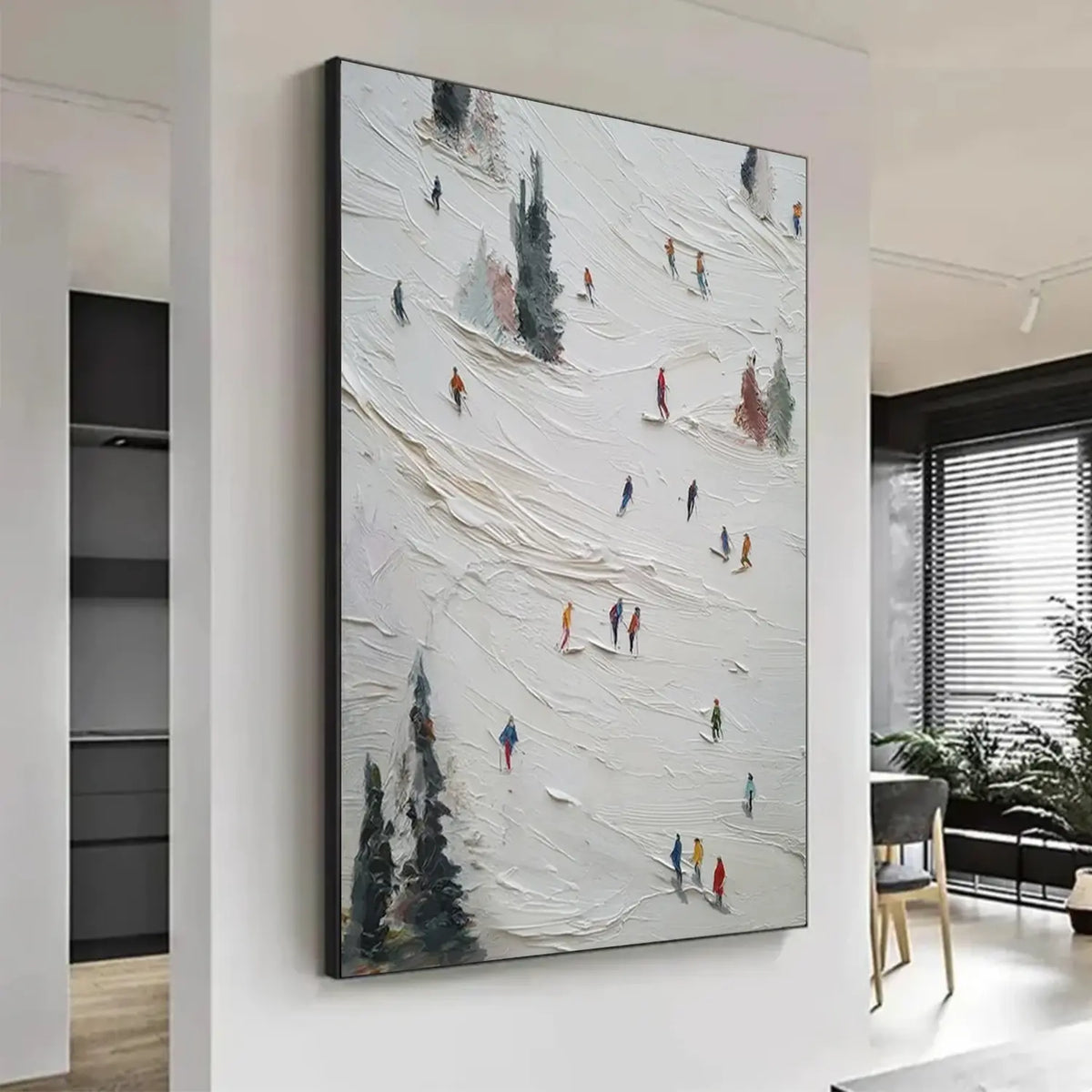 Skiing Sports Textured Wall Art #SC018
