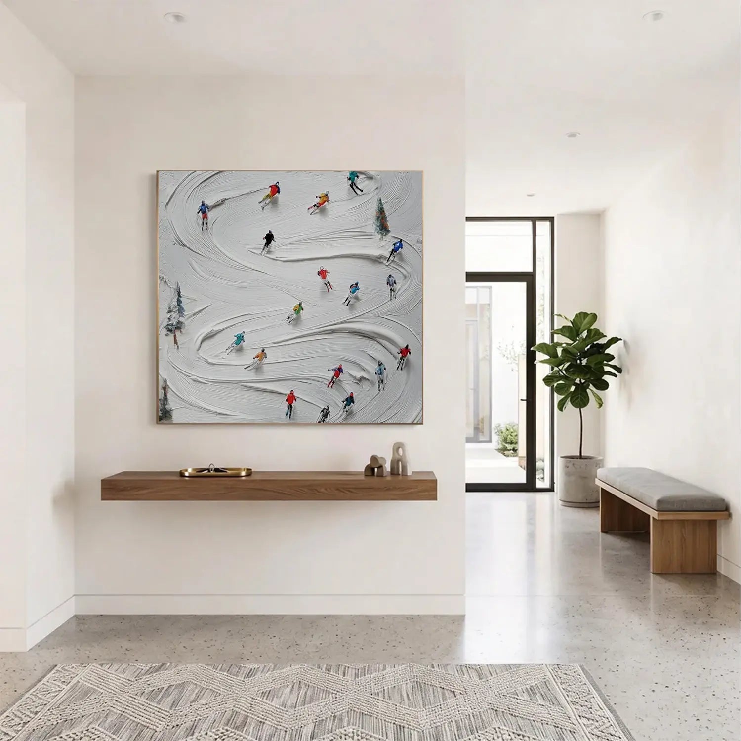 Skiing Sports Textured Wall Art #SC020