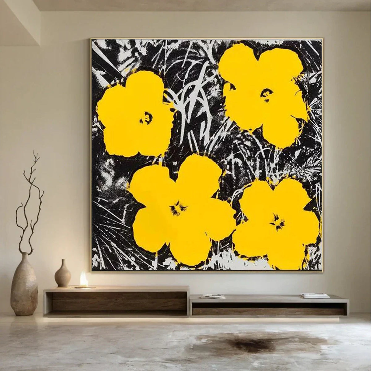 Minimalist Flower And Tree Textured Canvas Art #FT063