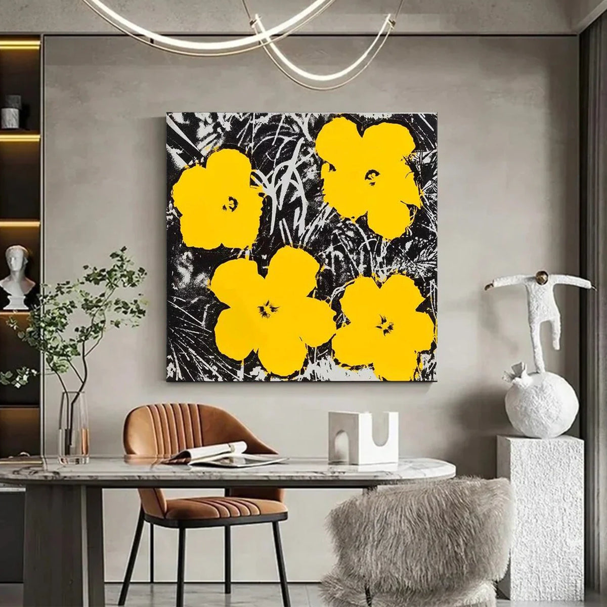 Minimalist Flower And Tree Textured Canvas Art #FT063