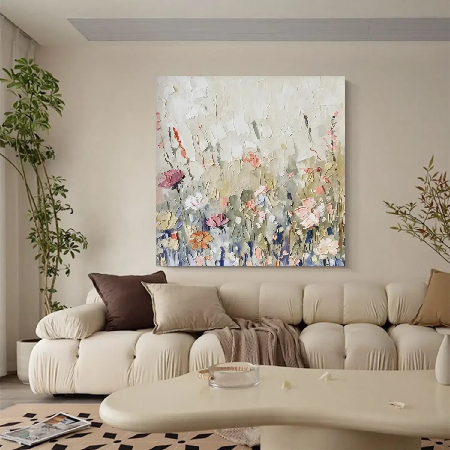 Colorful Flower Abstract Textured Wall Art