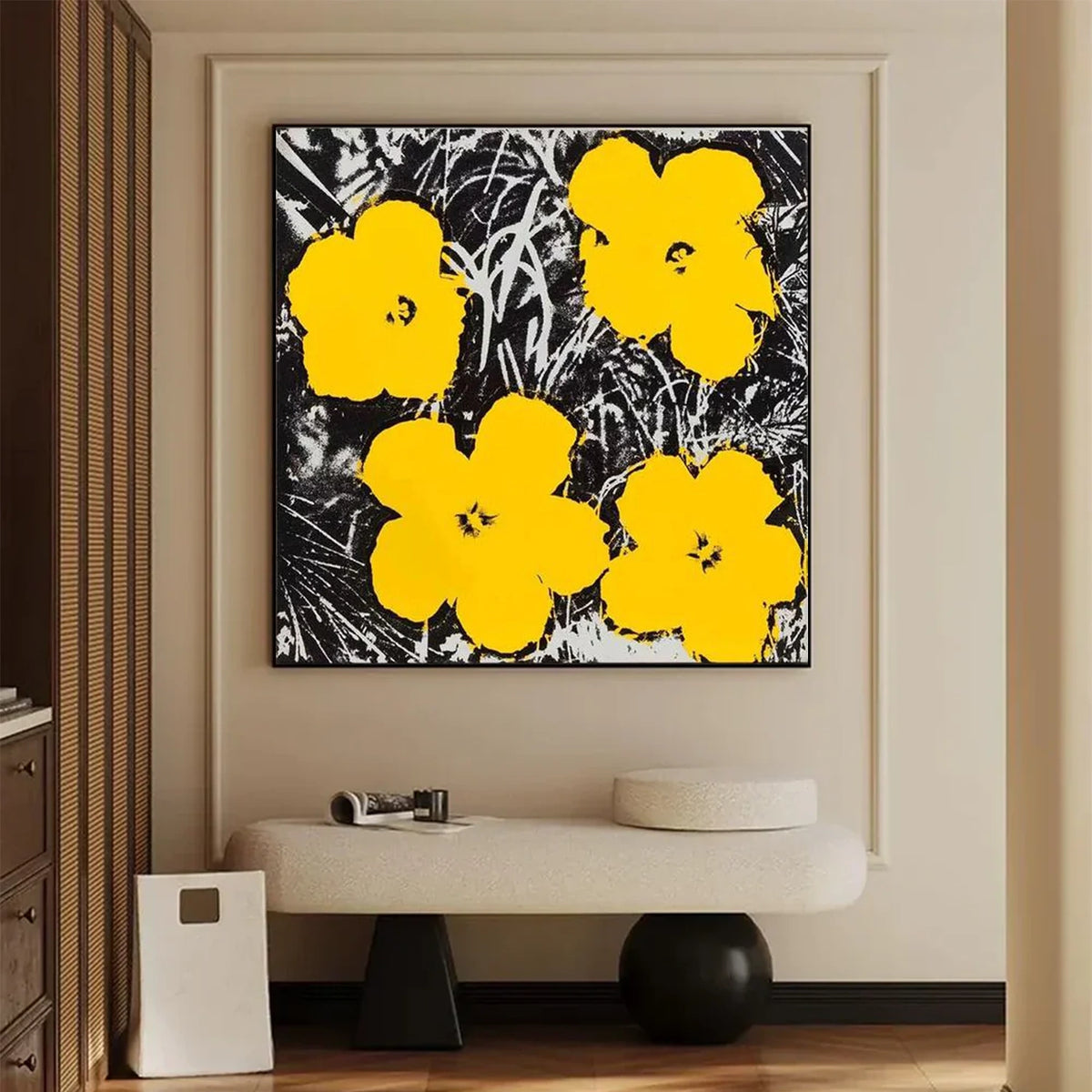 Minimalist Flower And Tree Textured Canvas Art #FT063