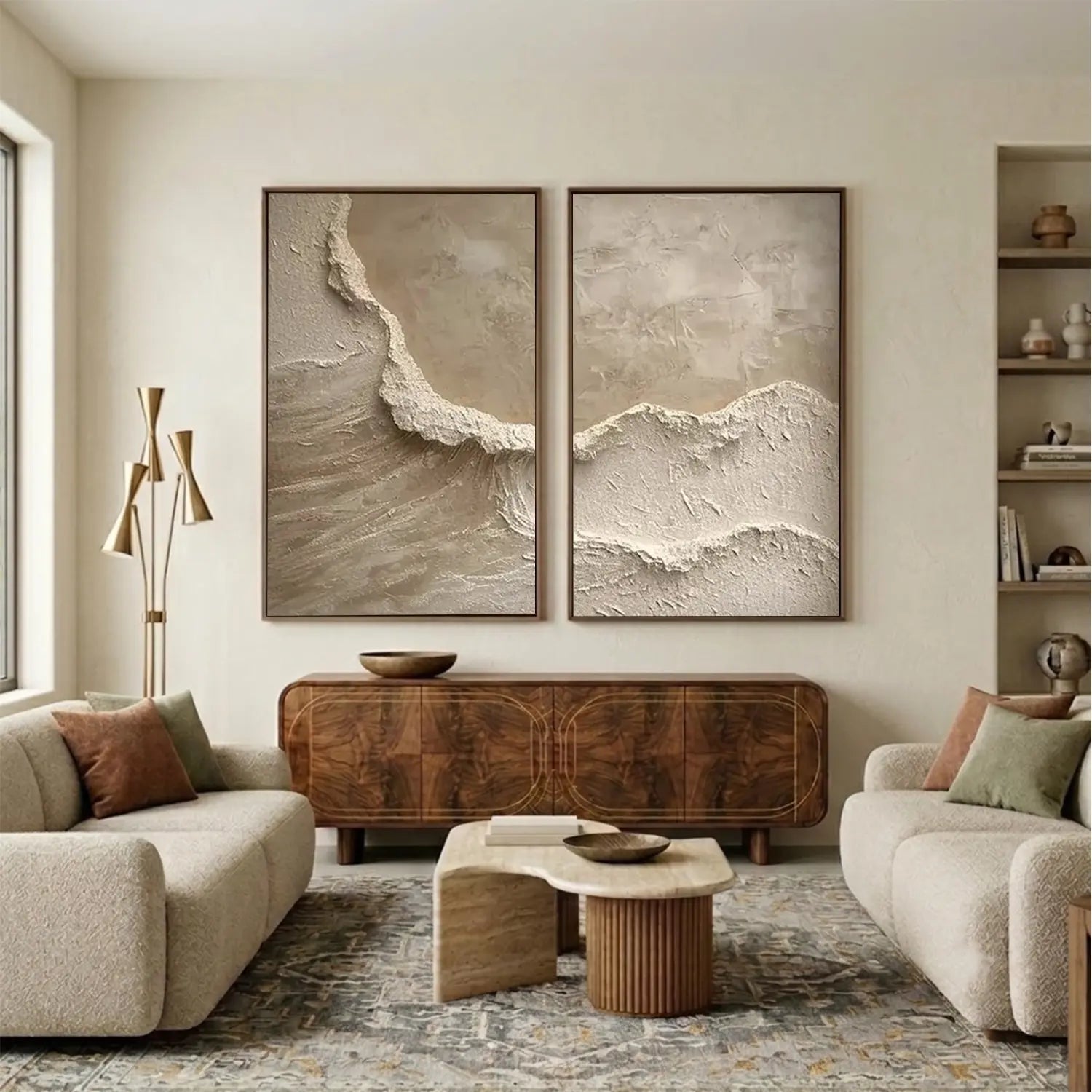 Ocean Textured Painting Canvas Set of 2