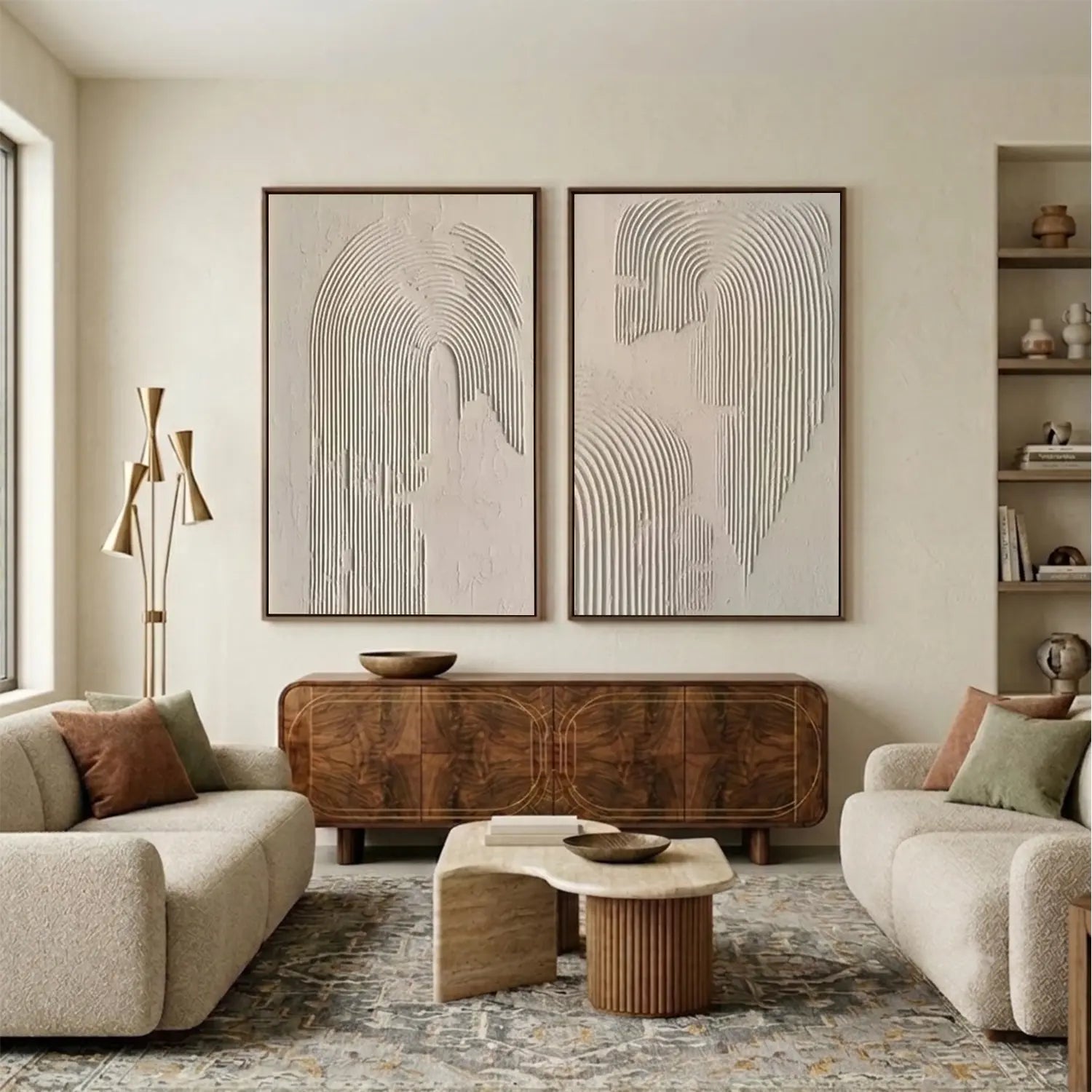 Beige & Brown Abstract Set of 2