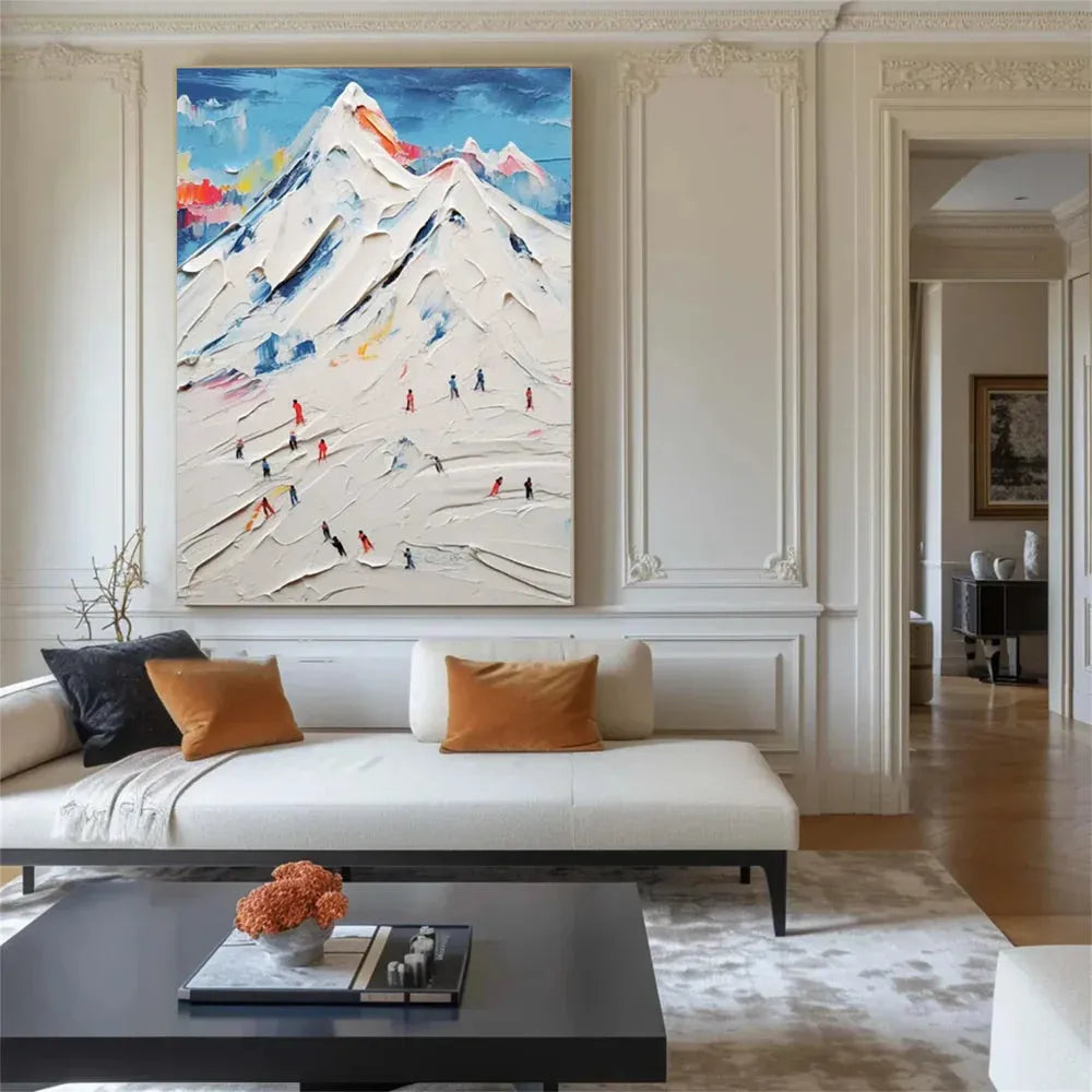 Skiing Sports Textured Painting Canvas #MS005