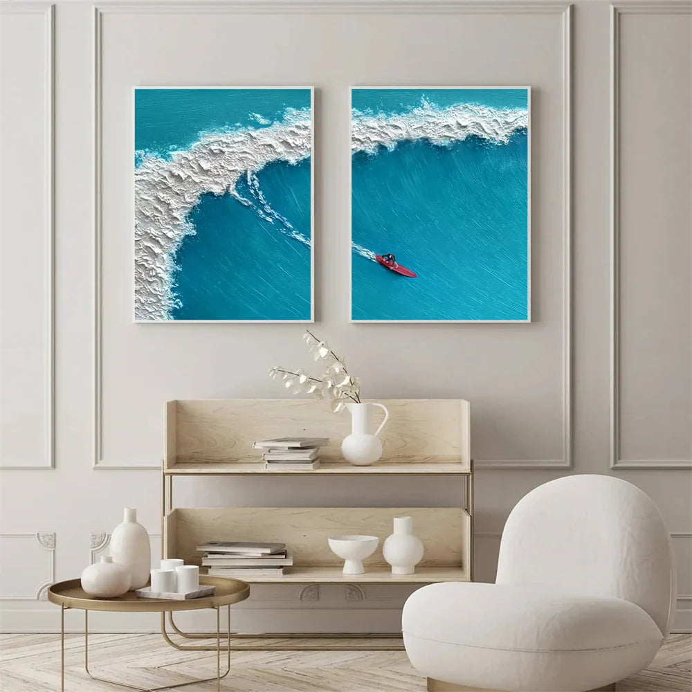 Surfing Sport Textured Wall Art Set of 2