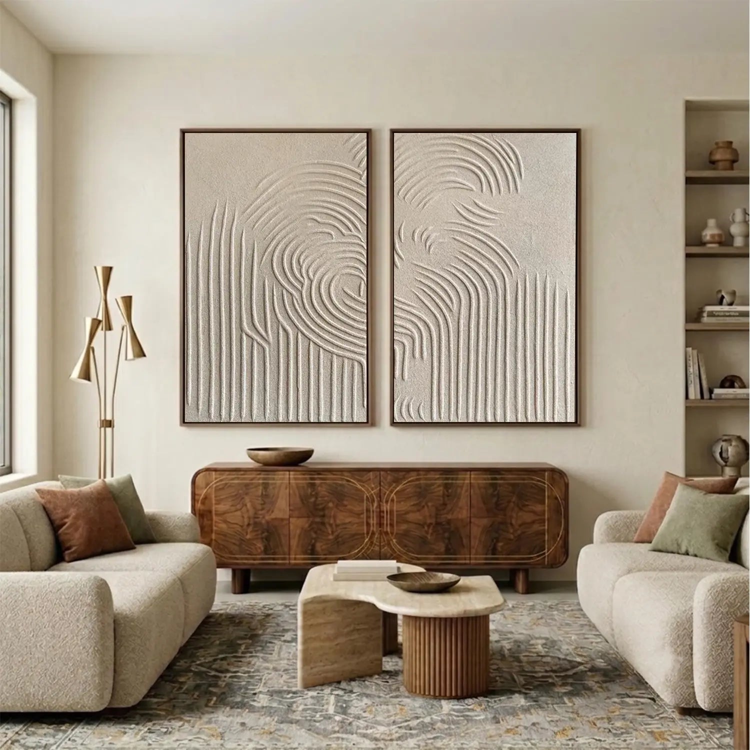 Beige & Brown Abstract Set of 2