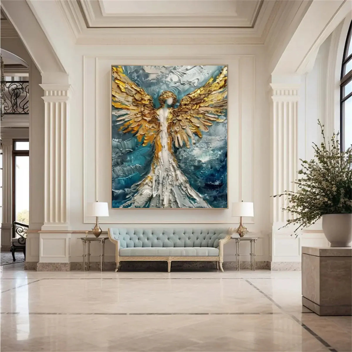 Abstract Angel Portrait Textured Canvas Art #LA003