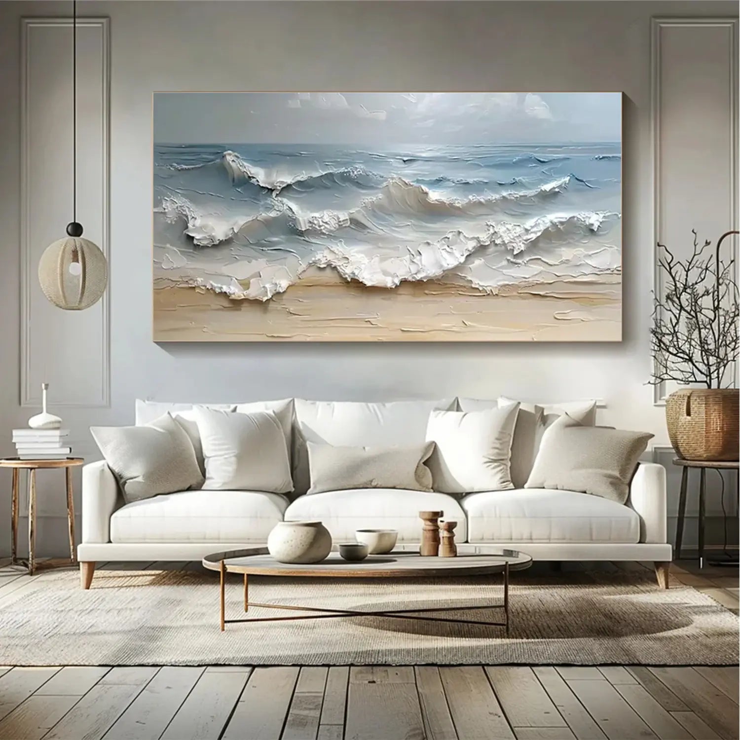 Abstract Ocean And Sky Textured Canvas Art