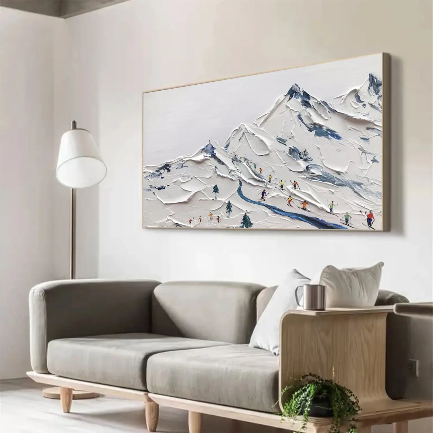 Skiing Sport Textured Canvas Painting