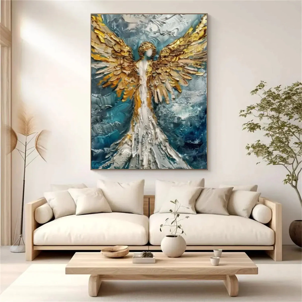 Abstract Angel Portrait Textured Canvas Art #LA003