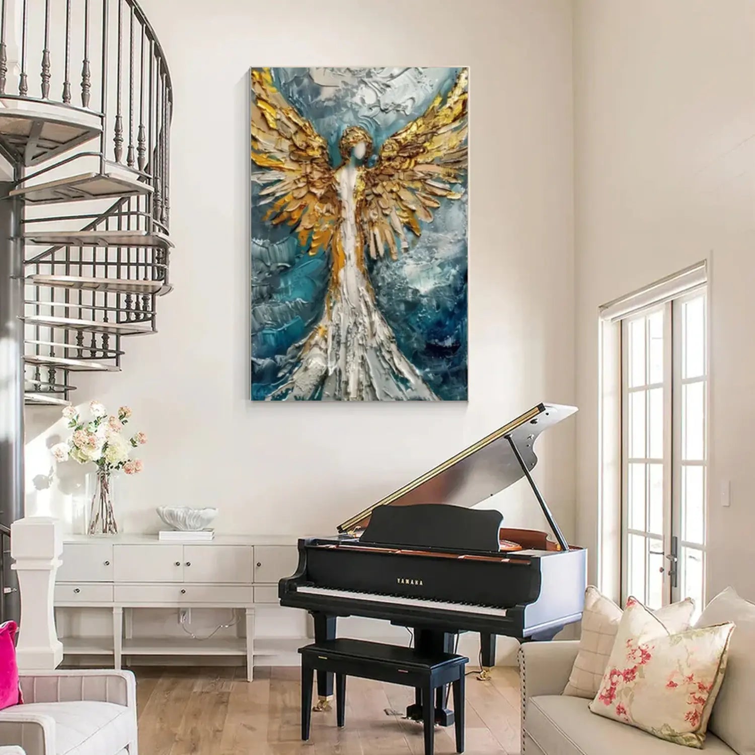 Abstract Angel Portrait Textured Canvas Art #LA003