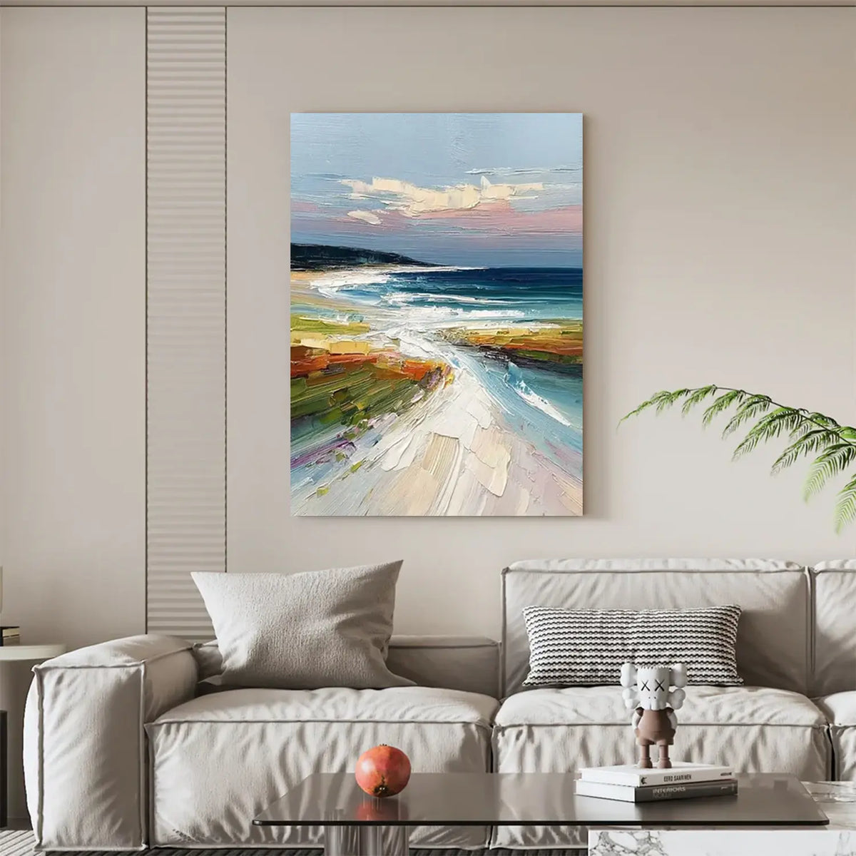 Colorful Abstract Ocean And Sky Textured Canvas Art #OS077