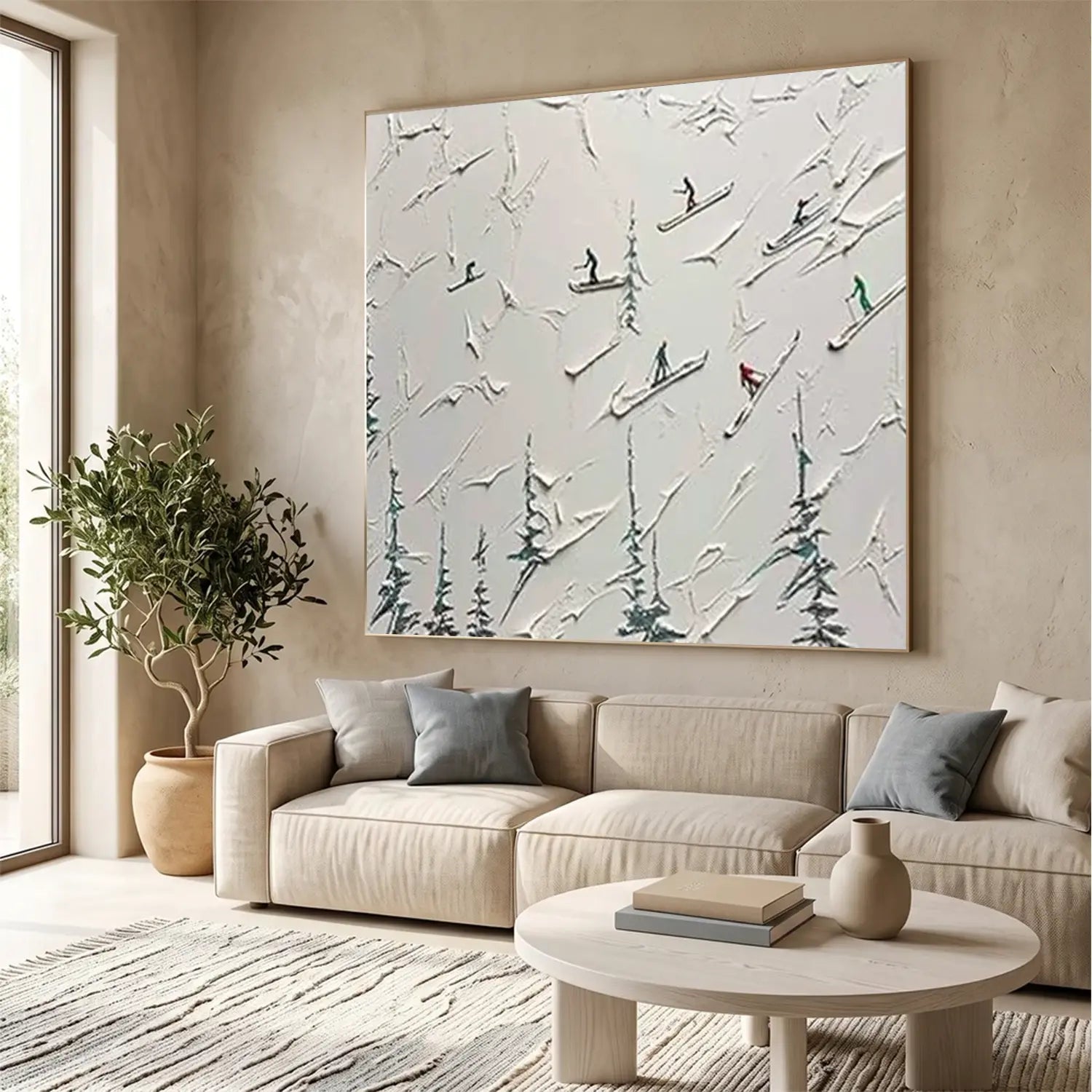 Skiing Sports Textured Wall Art #SC019