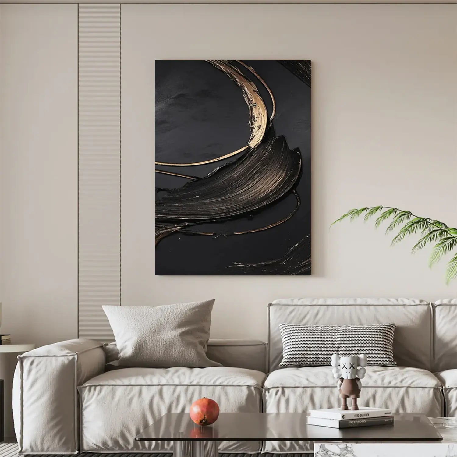 Black Minimalist Textured Canvas