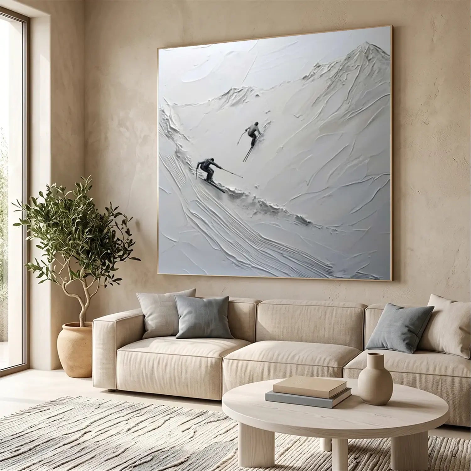Skiing Sports Textured Wall Art #SC027