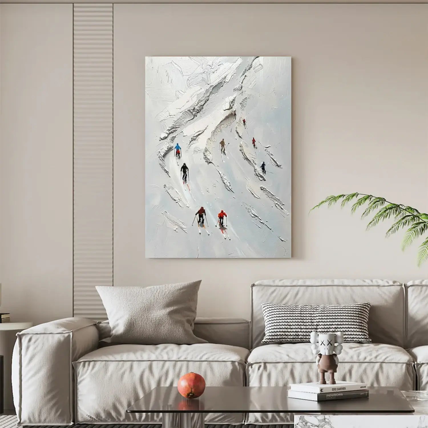 Skiing Sports Textured Wall Art #SC030
