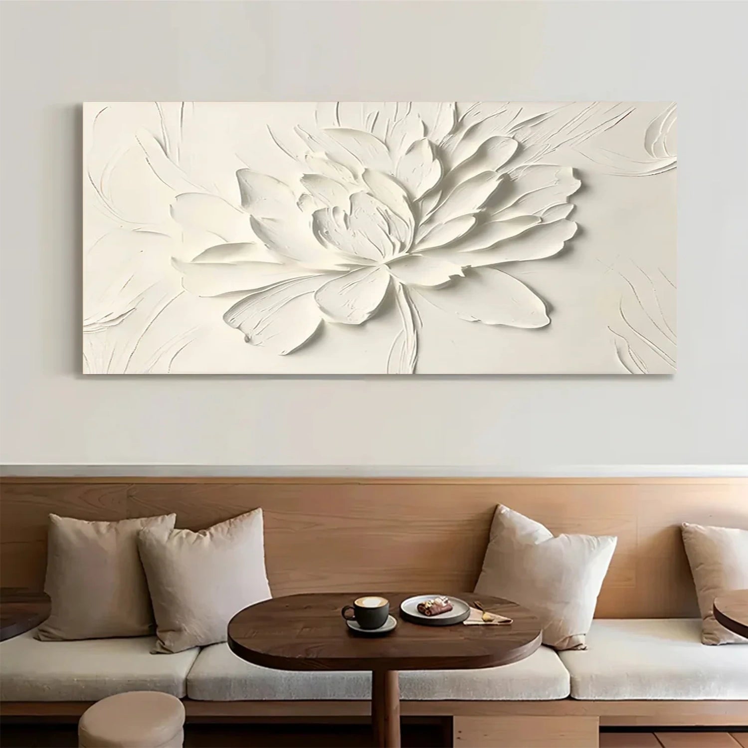 White Flower & Tree Abstract Textured Wall Art
