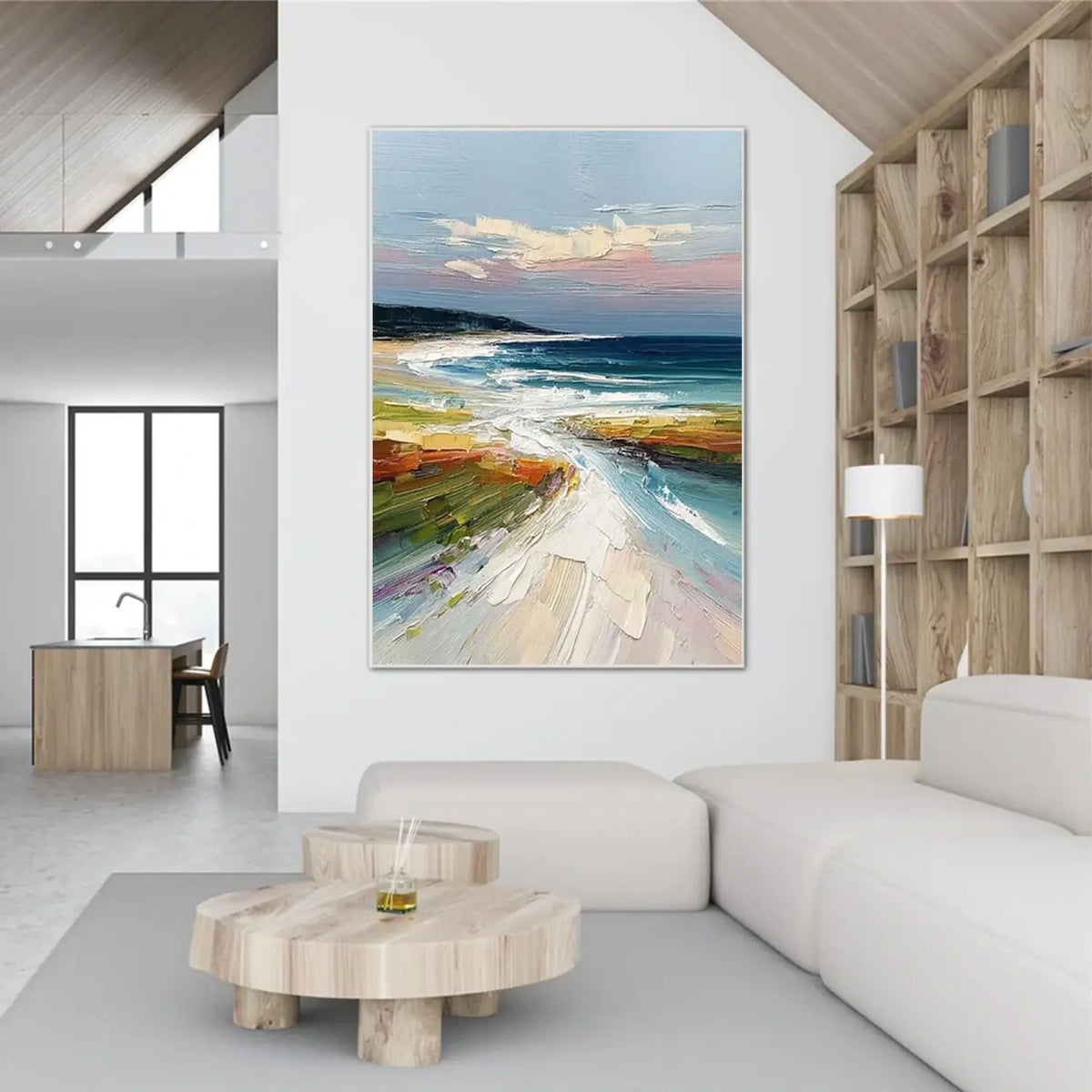 Colorful Abstract Ocean And Sky Textured Canvas Art #OS077